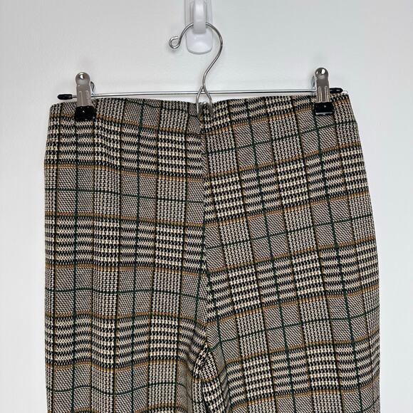 Abercrombie & Fitch High Rise Pull On Plaid Flare Pants | Black Tan | SZ S - Picture 6 of 10